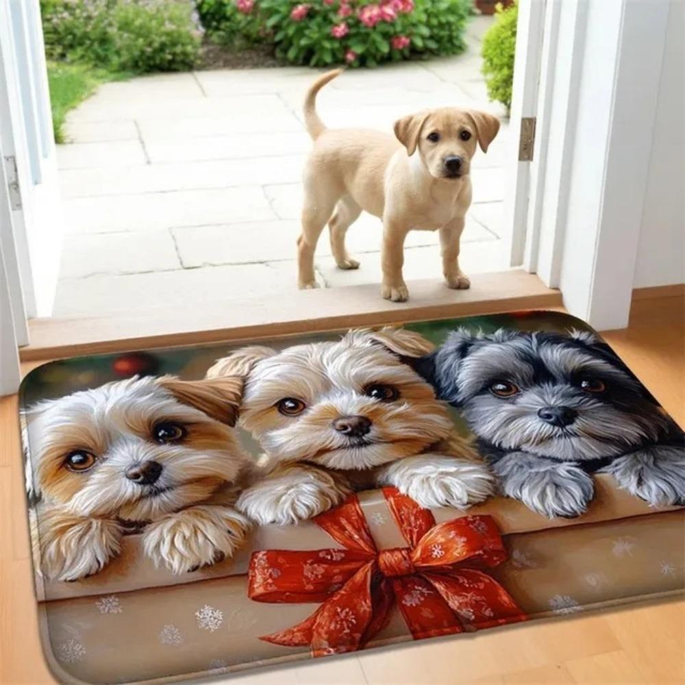 Cute Cat Dog Print Rectangle Carpet Pet Lover Welcome Home Decor Mat Non Slip Floor Rug Entryway Doormat Animal Pattern