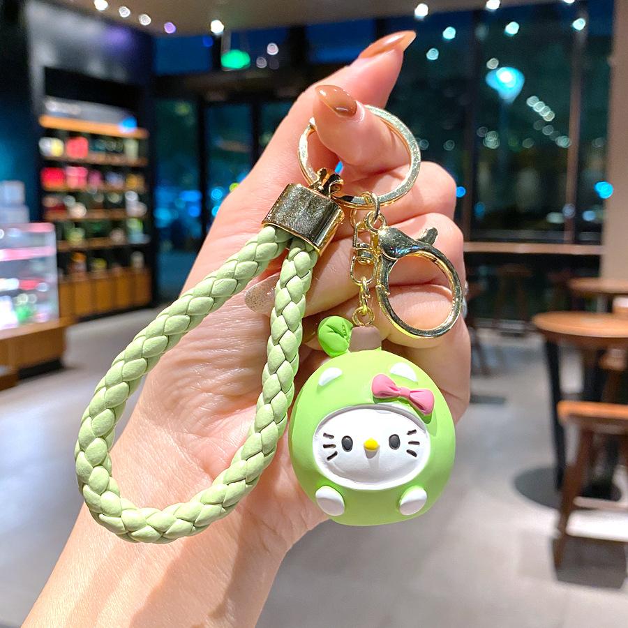 Creative Cartoon Teacup Kt Cat Keychain Hello Kitty Cute Pendant Schoolbag Pendant Girl Student Pendant