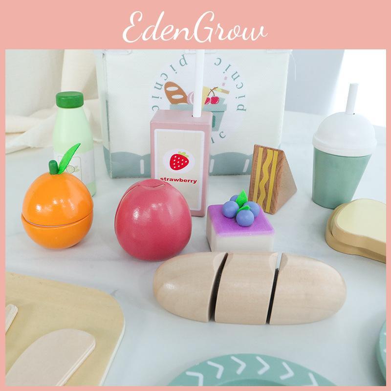 Childrens Wooden Fruit And Vegetable Cutting Play Set For Imaginative Kitchen Fun