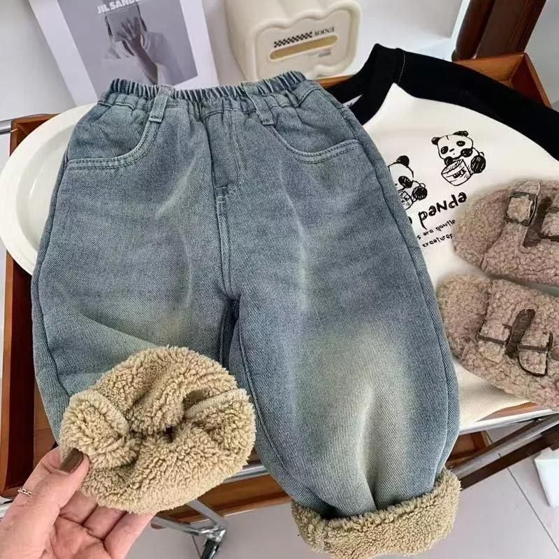 Pantalones de Invierno Gruesos y Cálidos para Niños Vaqueros de Forro Polar para Niños y Niñas Pantalones de Pana de Velour Felpa
