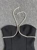 Women's European & American Halter Strapless Diamond Chain Bodycon Evening Dress