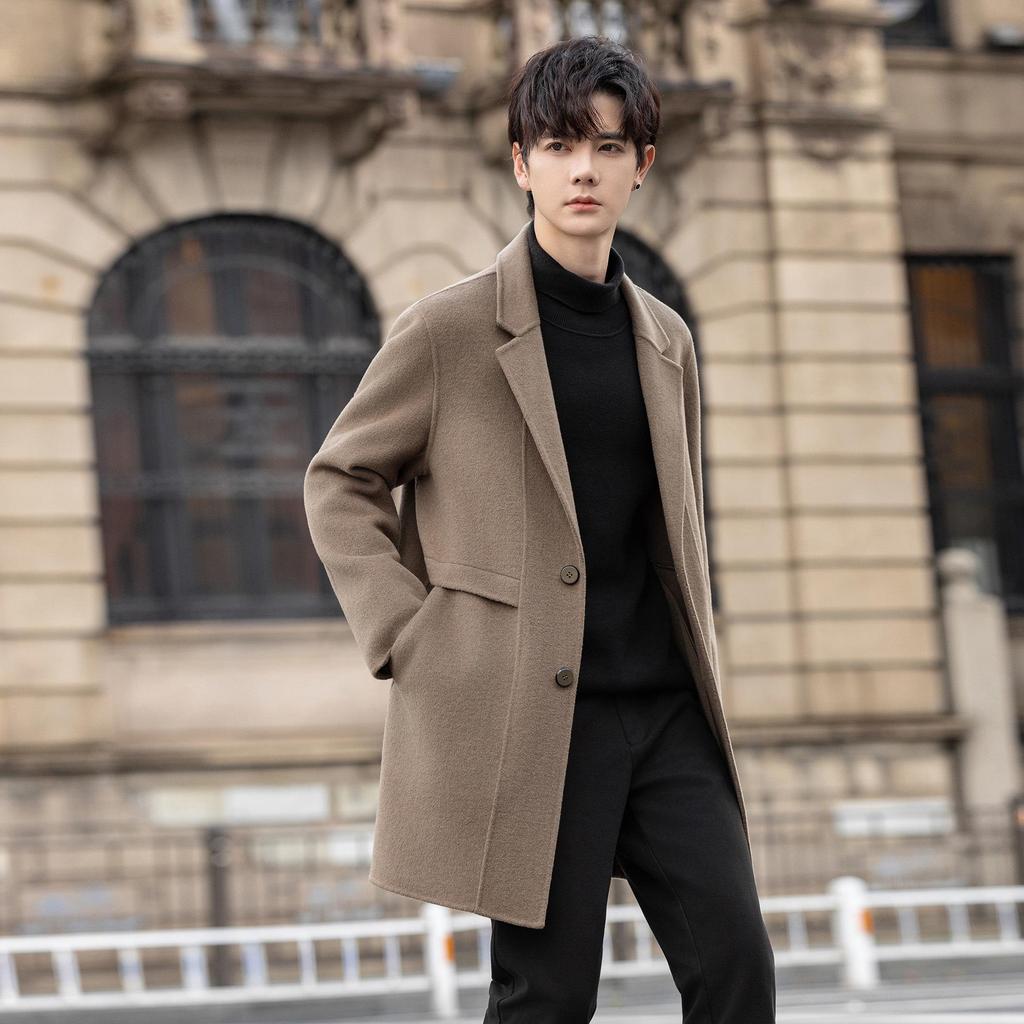 Men's AZ6645 Double-Sided Wool Coat, Mid-Length Korean Style, High-End Suit Jacket for Autumn/Winter 2025