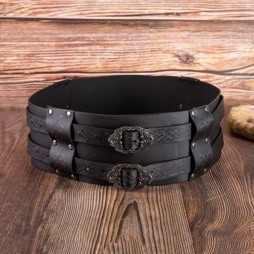 Geprägter Wikinger Renaissance Gürtel PU Leder Mittelalterliche Leibbinde Retro Keltischer Gürtel Dekorationen
