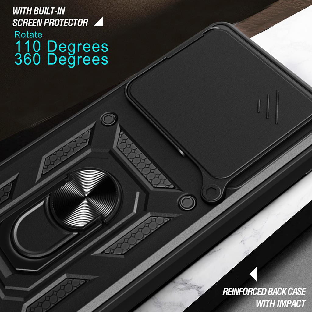 For OnePlus 13 Case with Slide Camera Lid PC+TPU Kickstand Phone Cover