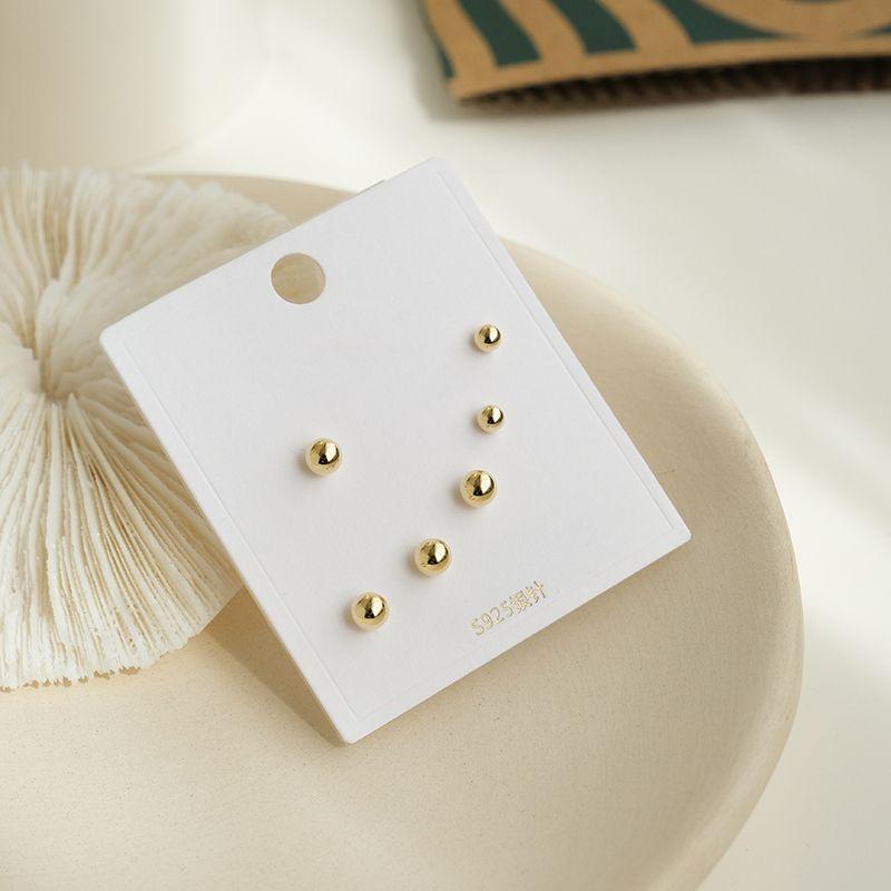 

Frosty Style Stud Earrings Six-Piece Set Sterling Silver Needle Women Small Balls Gold [sterling silver needle set of 6]]