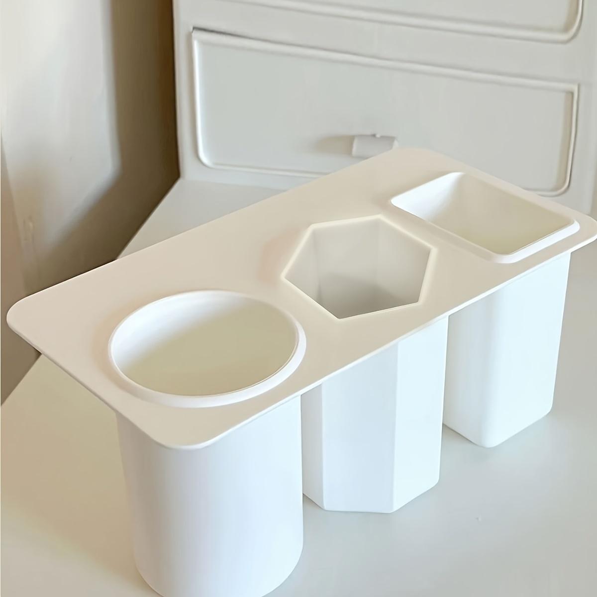 

Large Capacity Makeup Organizer with Pen Holder 3 Adhesive Compartments Desktop Storage Box Vanity Desk Organizer Makeup Gift білий