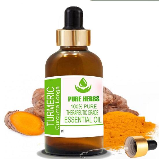 Pure Herbs Turmeric (Curcuma longa) Pure & Natural Therapeutic Grade Essential Oil Glass