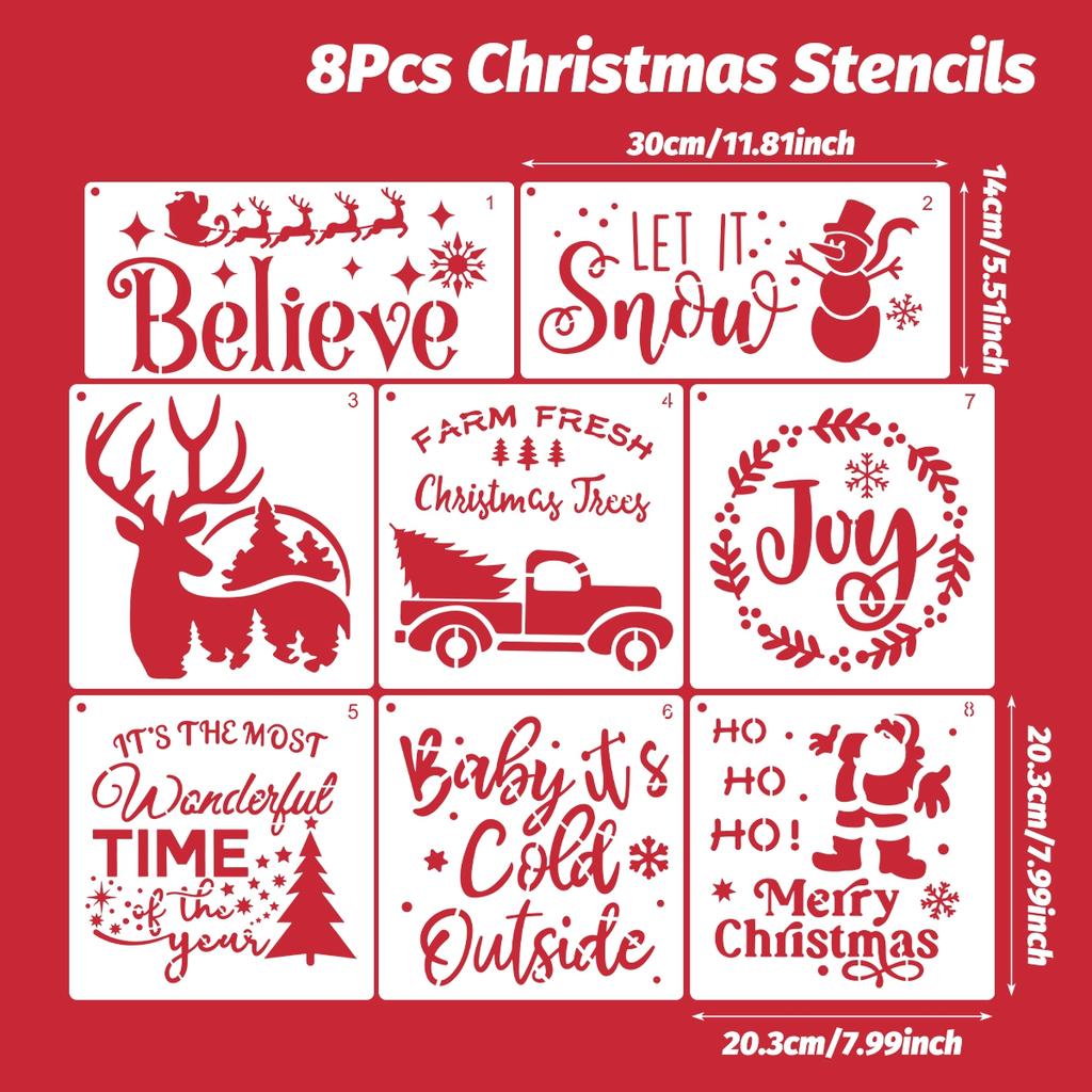 Christmas Stencils Merry Christmas Decorations for Home 2025 Navidad Natal Xmas Wall Window DIY Stencils Ornament New Year 2026