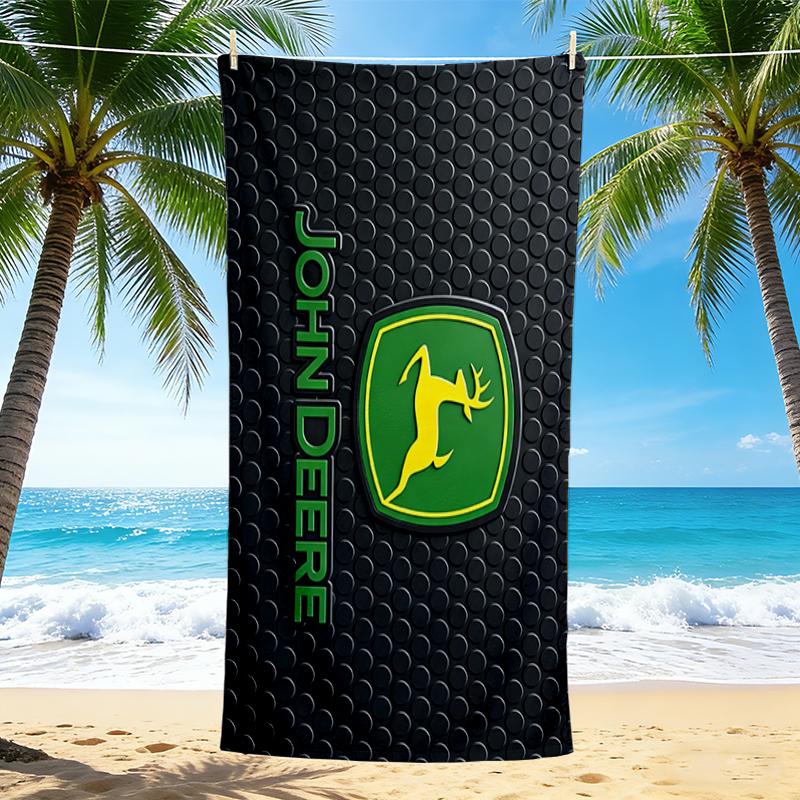1Pc John Deere Logo Beach Towel, Quick Dry, Multi-Use for Beach Pool Gym Yoga Home Travel, Christmas, Halloween, Xmas Gift M928183