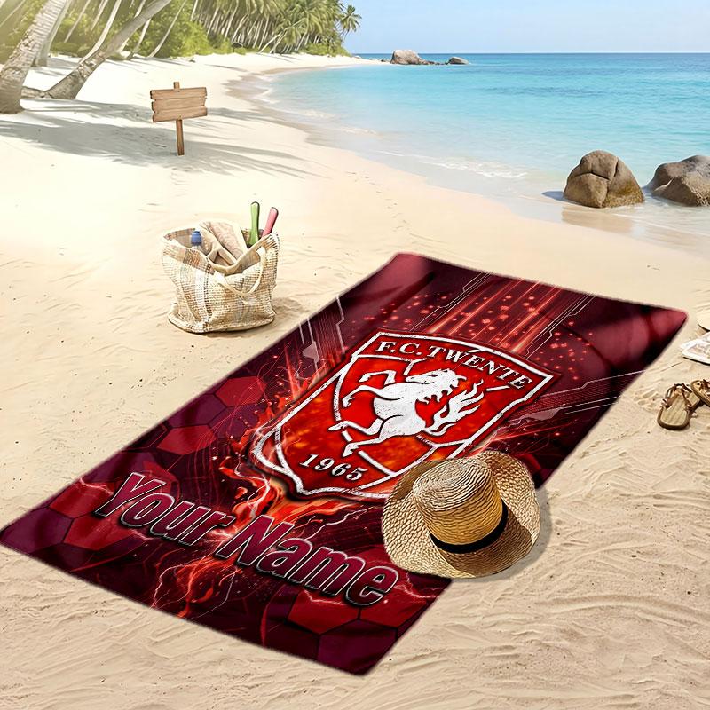 FC Twente Personalisiertes Bedrucktes Strandtuch Fußballlogo Unterstützung Benutzerdefinierter Name Text Absorbierendes Handtuch Für Sport Reisen Besonderes Geschenk