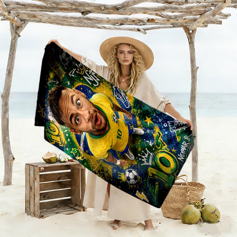 Asciugamano da Spiaggia Leggenda del Calcio Brasiliano Morbido Resistente Asciugatura Rapida Confortevole Leggero Portatile per Nuoto, Spiaggia, Campeggio, Viaggio, Accessori da Spiaggia,Gy