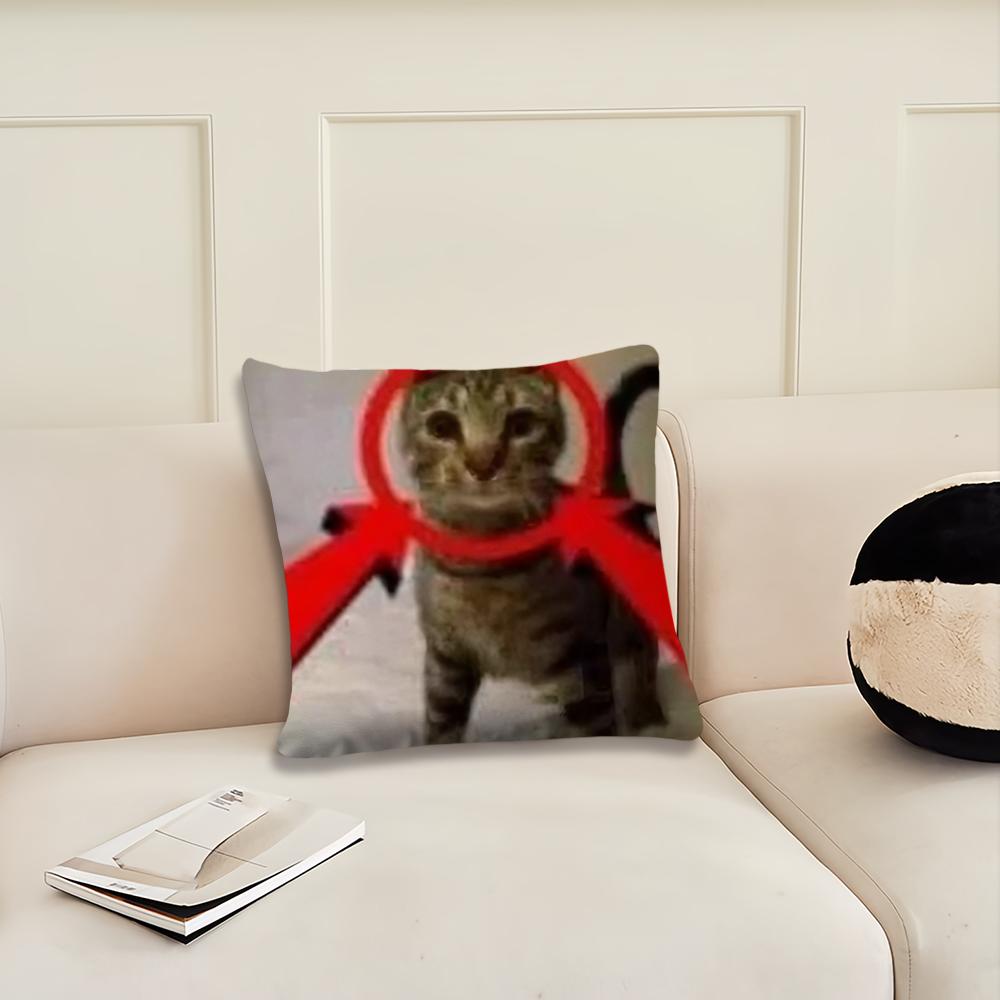

Funny Cat Meme Pillow Cover Short Plush Polyester Cushion Case Decor Throw Pillowcase Home Deco 45x45cm
