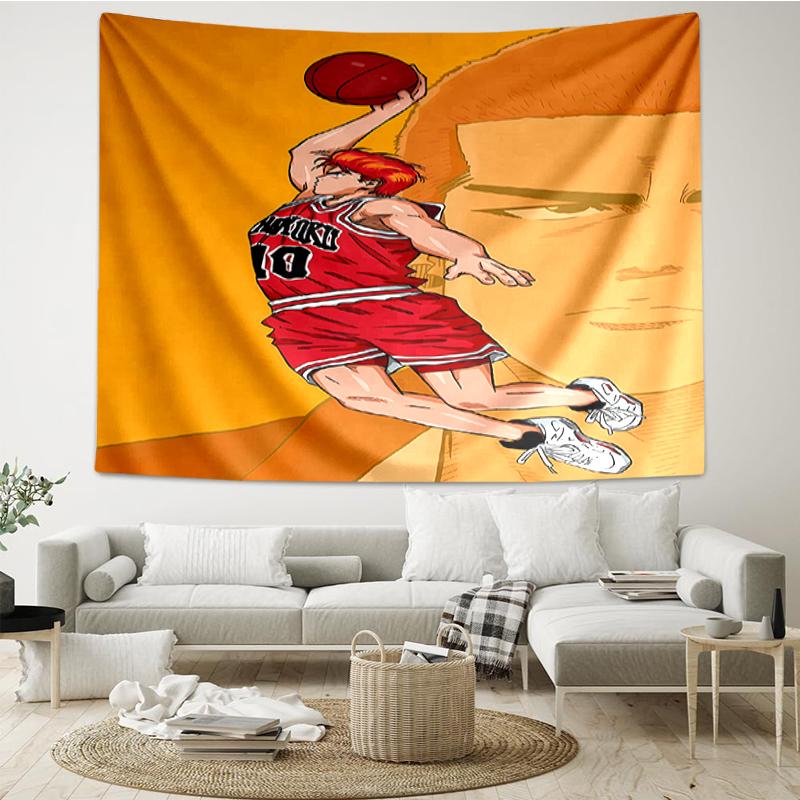 Slam-Dunk Print Tapestry, Backdrop, Easy Setup, Ideal for Bedroom, Office & Living Room, with Aesthetic Wall Hanging Decor.