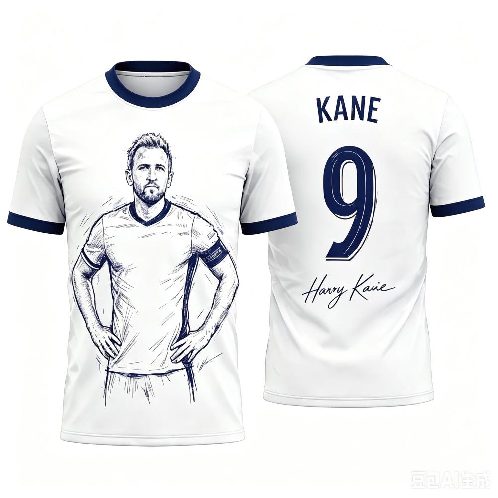 Harry Kane Fan Commemorative Summer 3D Print Children's Family Outfit Football Jersey T-shirt Suitable for Daily and Sports Wear