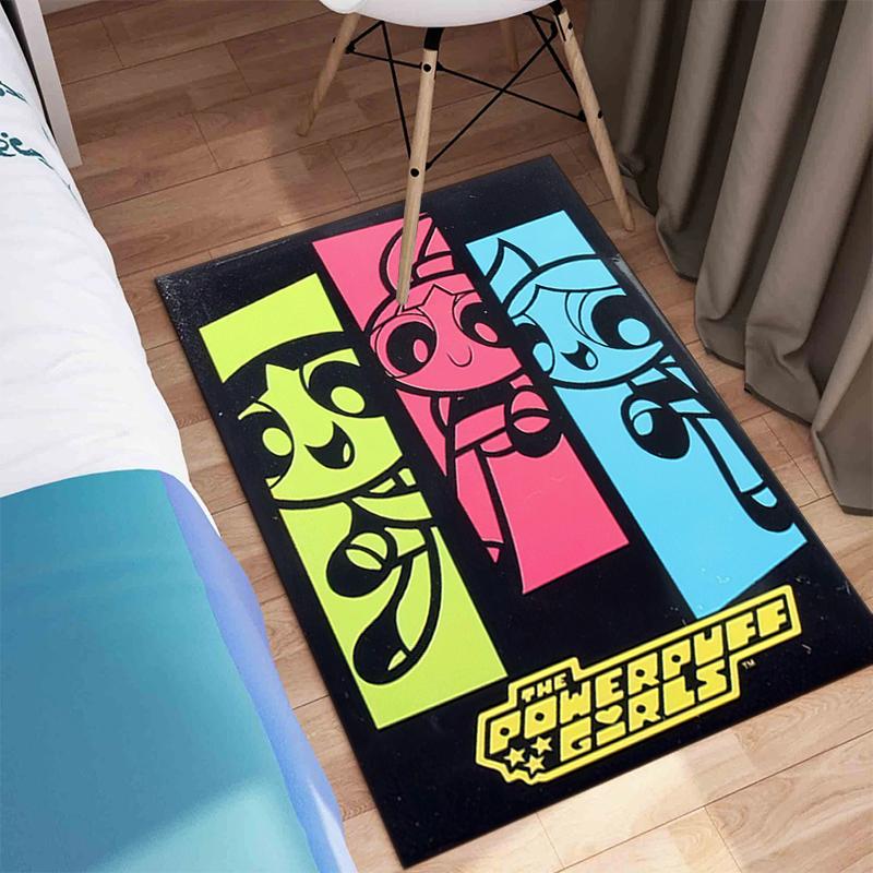 1Pc The Powerpuff Girls Printed rectangle carpet, home door mat, outdoor travel protection carpet A8