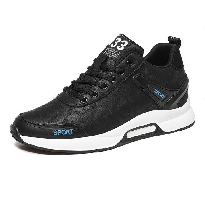 Microfiber leather sneakers inner height increase, lightweight sports and leisure shoes invisible height increase 37