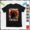 T-shirt Vintage Catzilla Chaton Mignon et Art Félin Coucher de Soleil Japonais T-shirt Homme Femme Unisexe
