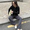Women S Long Sleeve Ruffled Knit Cardigan Solid Color Casual Sweater