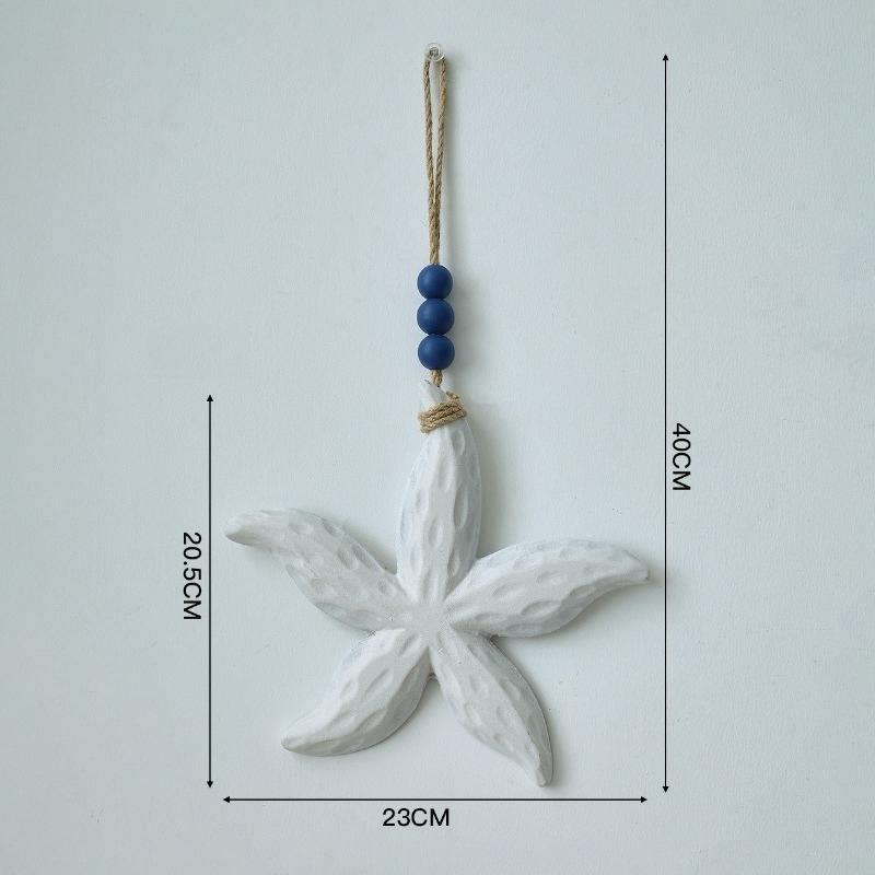 1pcs Ocean Style Wooden Starfish Wall Hanging Decor Nautical Themed Pendant for Doorway Entryway Wall Decor