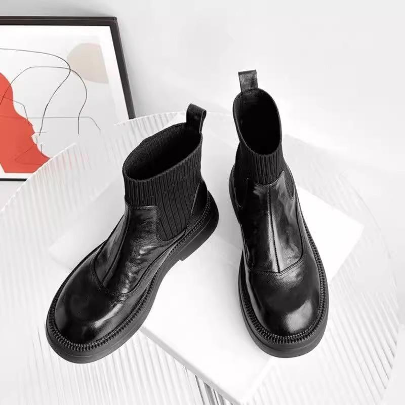 

Британский стиль ботинки Мартин на высокой платформе женские зима 2025 новые бархатные короткие ботинки эластичные ботинки теплые тонкие ботинки 40