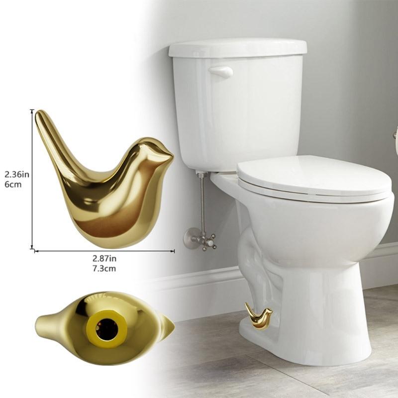 Gold Finish Ceramic Bird Toilet Bolt Covers ABS Backing Universal Motorhome Bath Accessories Secure Bolt Coverage Decora