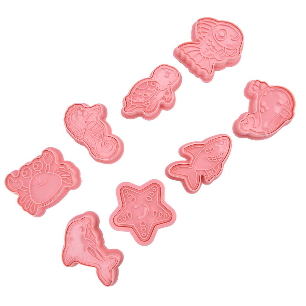 Tăietori de fursecuri din plastic cu model de animal marin, 3D, desen animat, presabil, formă pentru copt, pentru patiserie de bucătărie