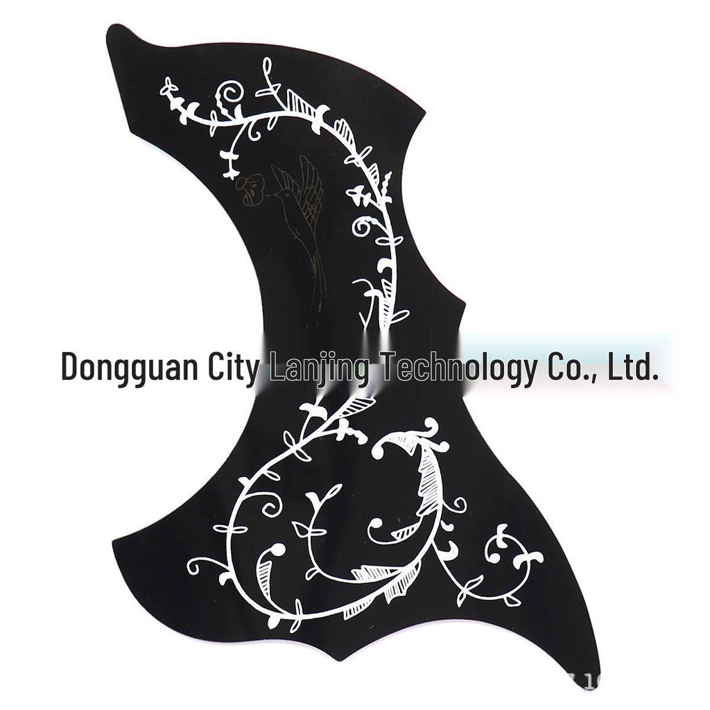 40-41 Zoll Linke/Rechte Hand Blumengemaltes und Vogelbemaltes Holzgitarren-Schlagbrett mit Kratzschutz & Kleberückseite