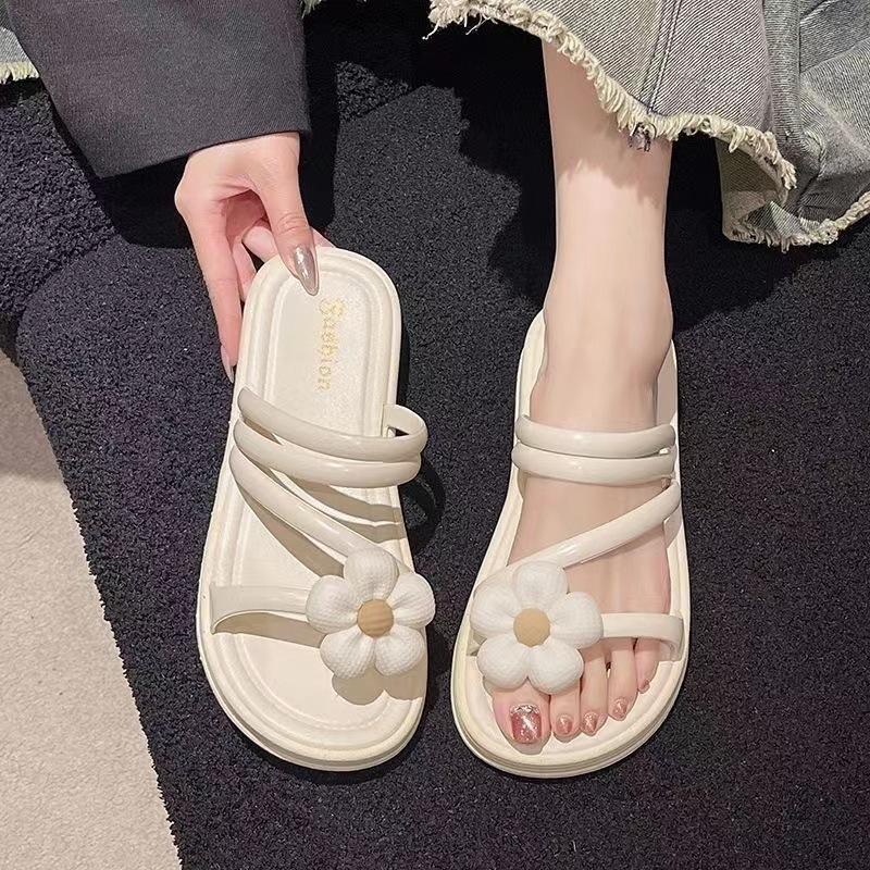

Крутые тапочки женские летние новые инс стиль феи цветов универсальные полые тонкий ремешок французские уличные толстая подошва 40-41 [One size smaller]
