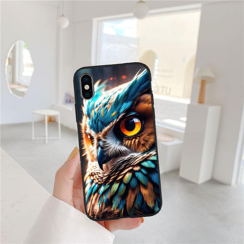 CJ25 Cartoon Art Owl Soft Shell Phone Case for Samsung Galaxy S20 S21 S22 Ultra FE + Plus A21S A22 A24 A25 A26 A30 A30S A31