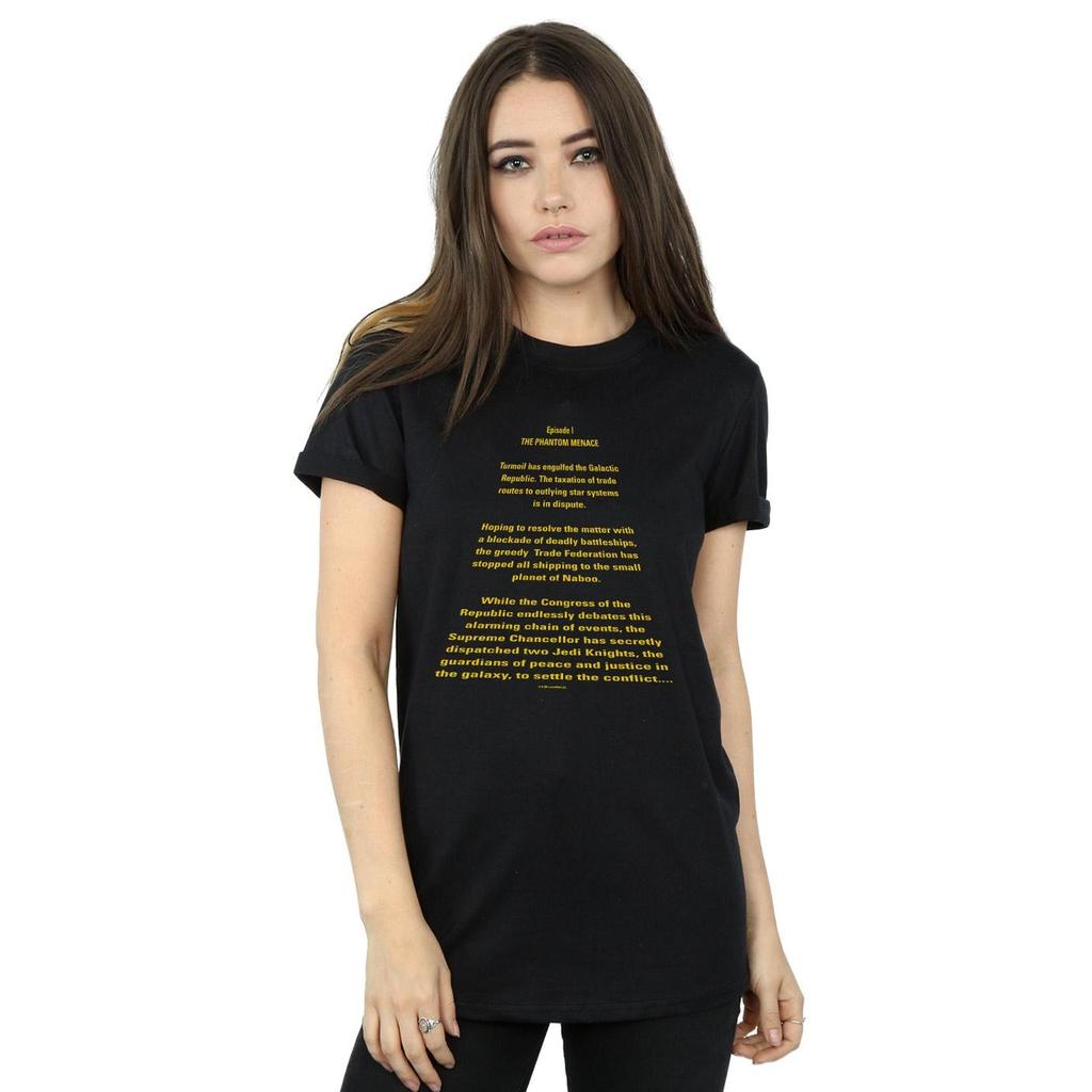 Star Wars Womens/Ladies The Phantom Menace Opening Crawl Cotton Boyfriend T-Shirt