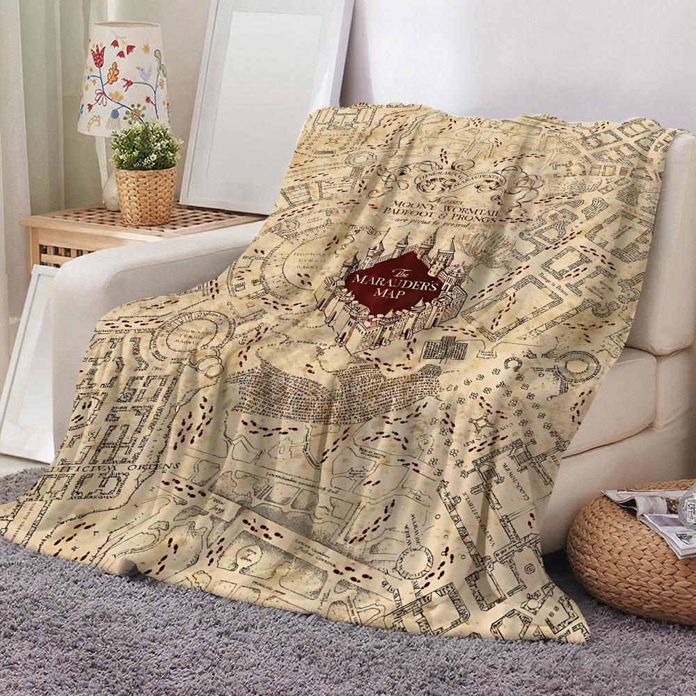 The Marauder's Map Throw Flannel Throw Blanket: Soft Kid-Friendly Warm Anti-Static All Season Washable Couch Bed Home