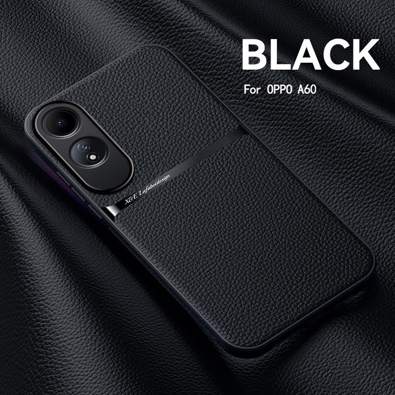 

Для OPPO A60 4G Чехол Магнитный Автомобильный Держатель Кожаный Чехол для Телефона Для OPPO A 60 A60 4G Мягкий Силиконовый Ударопрочный Защитный Чехол Задняя Крышка For OPPO A60 4G чёрный