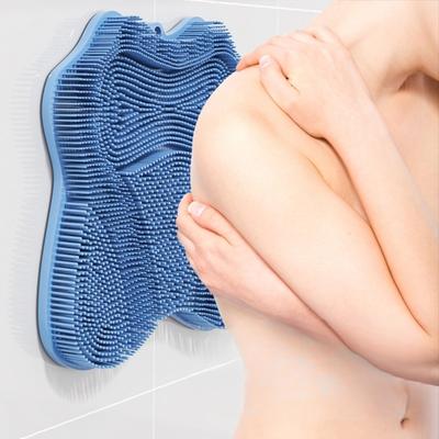 Silicone Bath Brush with Suction Cup Base Foot Massager Scrubber Soft Bristles Massage Brush Versatile Back Scrubber