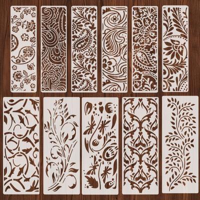 Nou Set de 11 Bucăți, Șablon cu Tematică de Viță de Vie Texturată, Tematică DIY, Reutilizabil, Îmbrăcăminte DIY, Decor Acasă