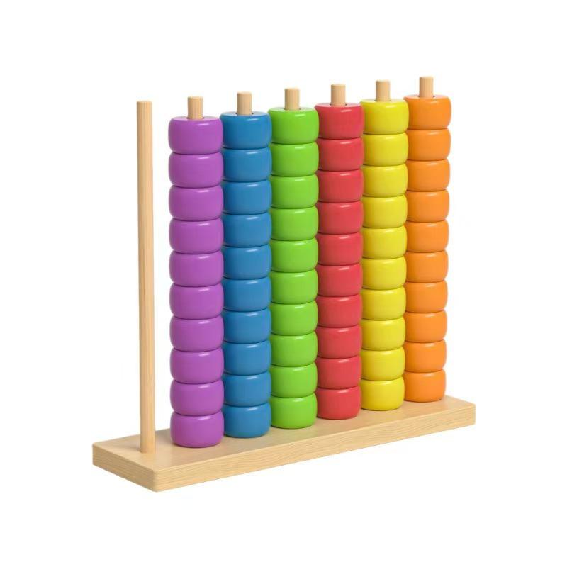 Colorful Wooden Beaded Counting Frame Educational Toy for Toddlers