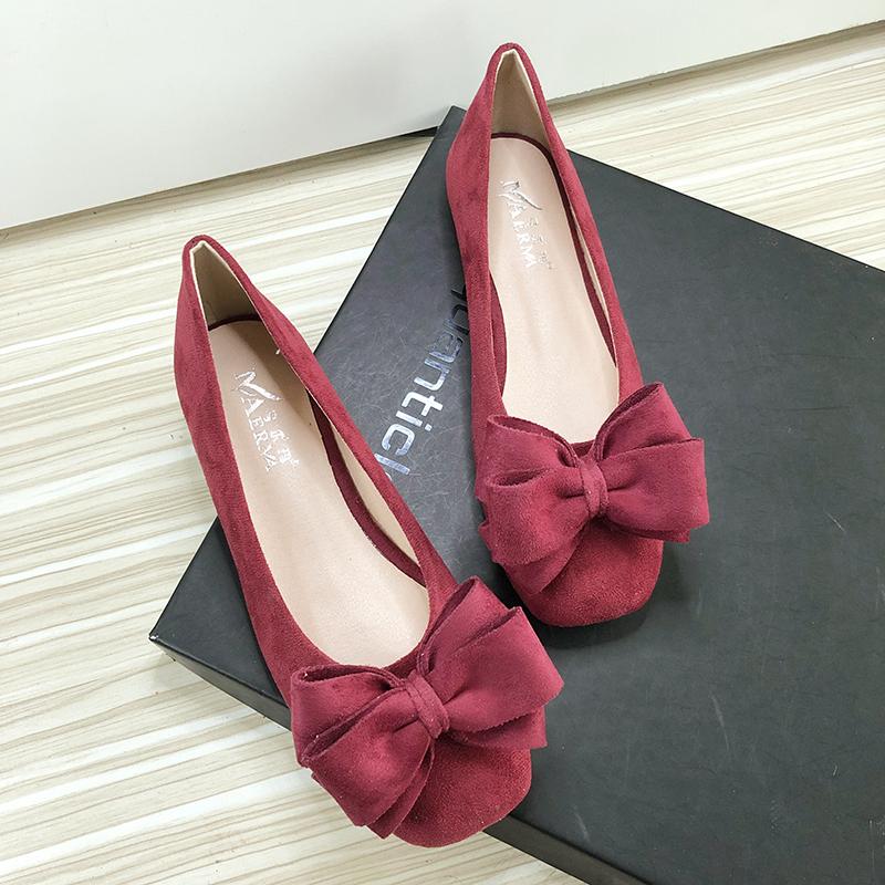 Ballerine da donna Scarpe da barca Azzurro Testa rotonda Fiocco Taglia 33-43 Scarpe basse per donna Pelle di velluto Alta qualità Scarpe estive