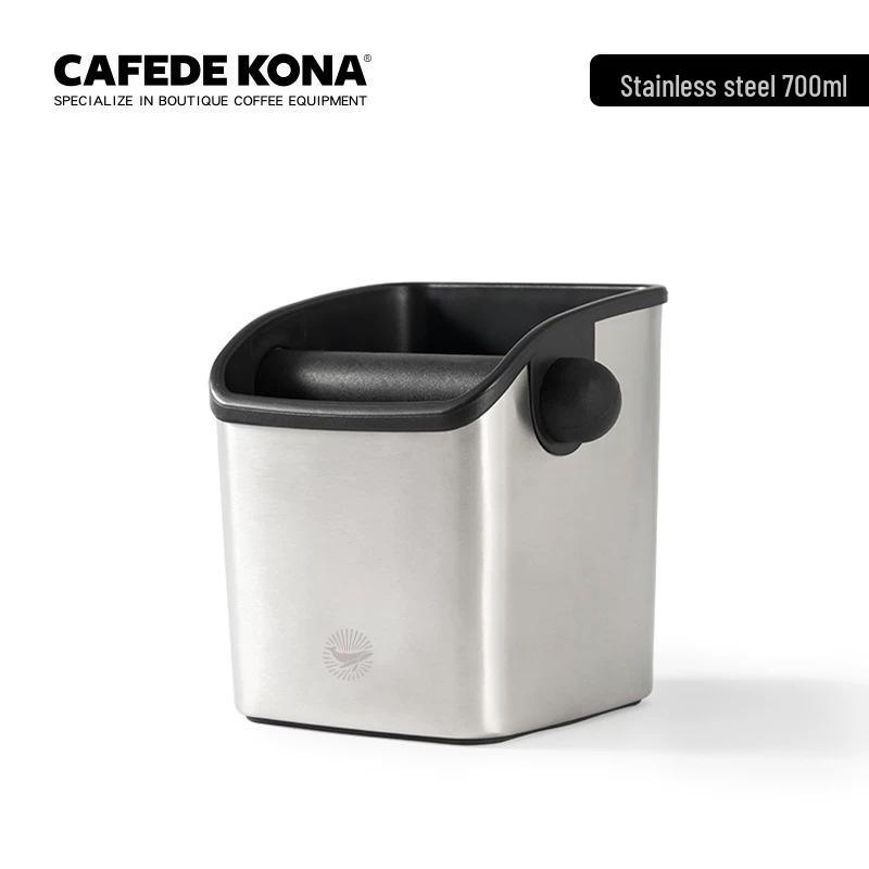 CAFEDE KONA Stainless Steel Coffee Knock Box for Semi-Automatic Machines серебряный