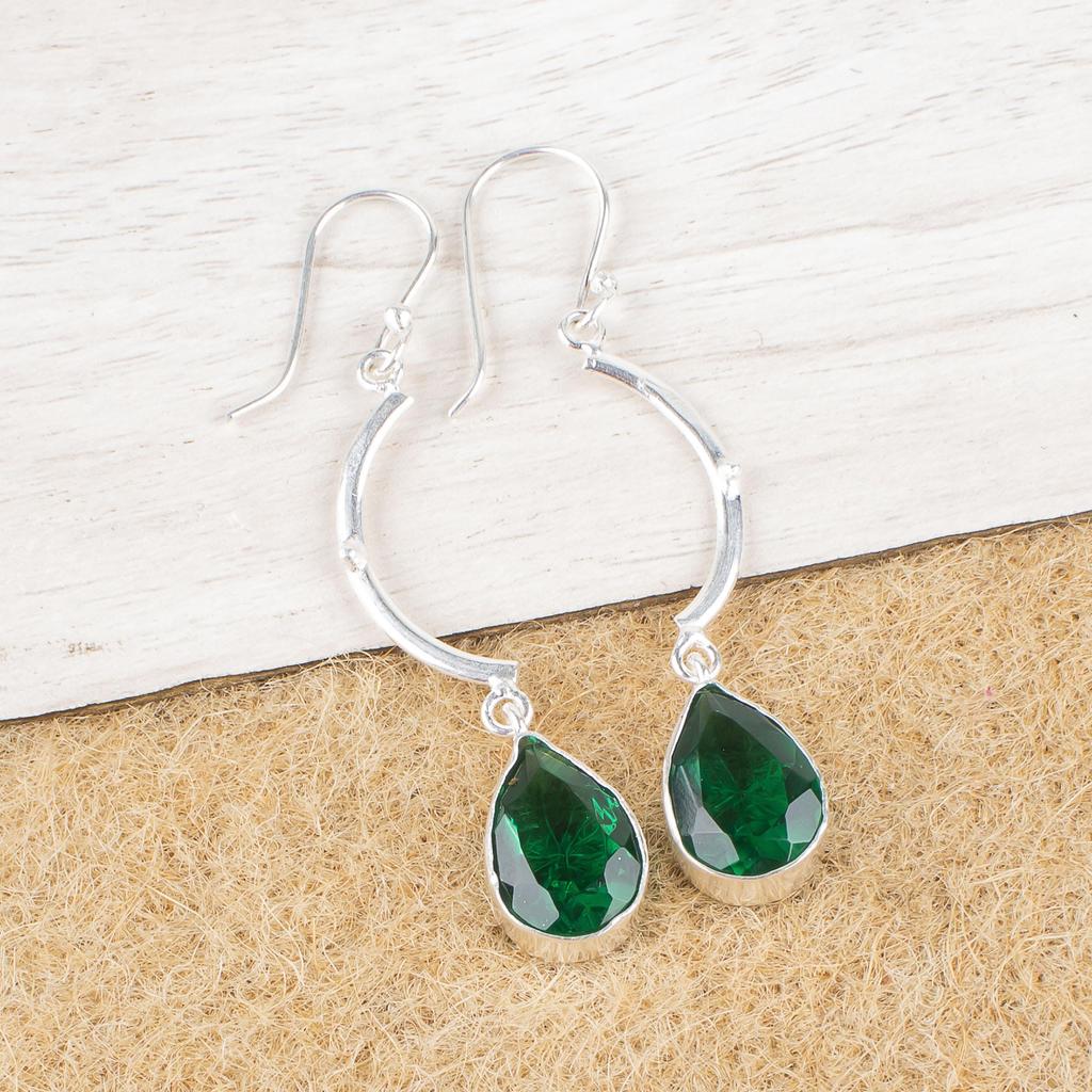 Emerald Gemstone Jewelry, Handmade Balancing Silver Earrings, Handmade Beautiful Earrings Gift for Activists