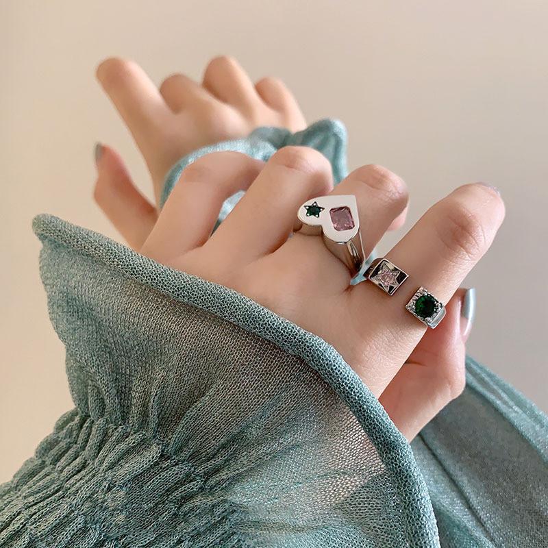 Stylish Geometric Shaped Copper Ring With Adjustable Size For Women In Trendy Colors