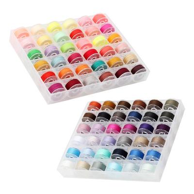 72-Color Sewing Thread Set with 72 Plastic Spools & Bobbins, Customizable Double Box
