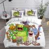 Anime My Singing Monsters Joc video Set de lenjerie de pat cu desene animate Set de lenjerie de pat cu două paturi, complet Queen, King Size, Adult, Copii, Dormitor, Cadou