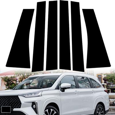 6 ks lesklé černé lišty sloupků karoserie, samolepky sloupků BC pro Toyota Veloz Transmover 2022-2024/Perodua Alza 2022-2024