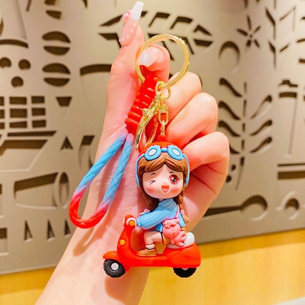 Cute PVC Electric Car Boy Girl Pendant Cartoon Hanging Ornament Couple Keychain Bag Pendant Bag Accessories