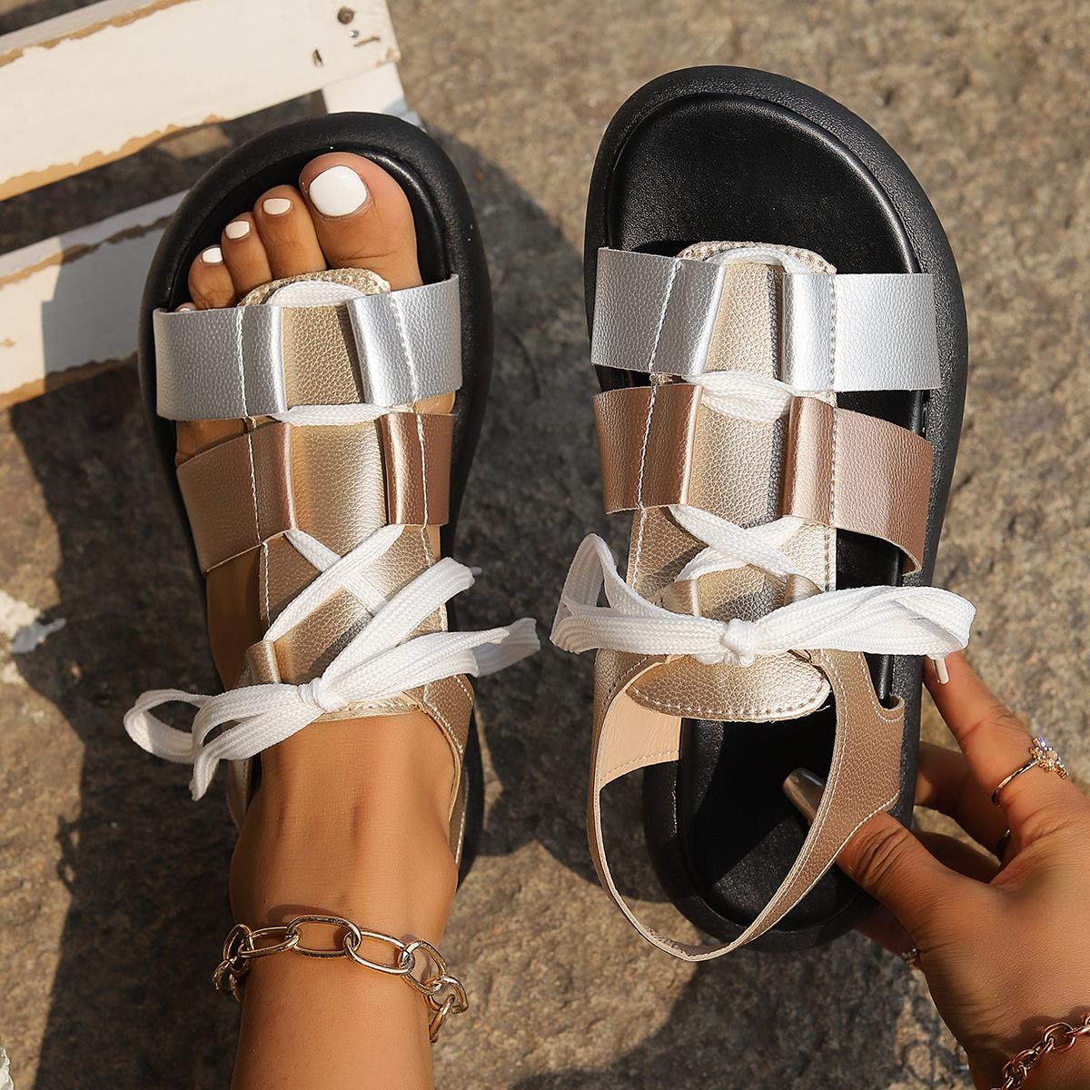 

Fashion Platform Sandals Summer Shoes for Women Luxury Designer Sandals Rome Lace Up Outdoor Women Platform Shoes Sandalias Ladies Shoes 35