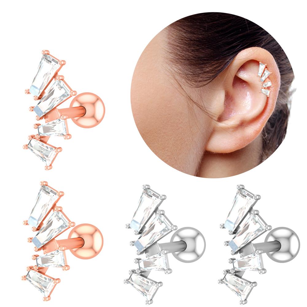 Set 10 Stainless Steel Bar Cartilage Piercing Studs Star Heart Flower Moon Rook Earlobe Screw Statement Earrings Tragus Conch
