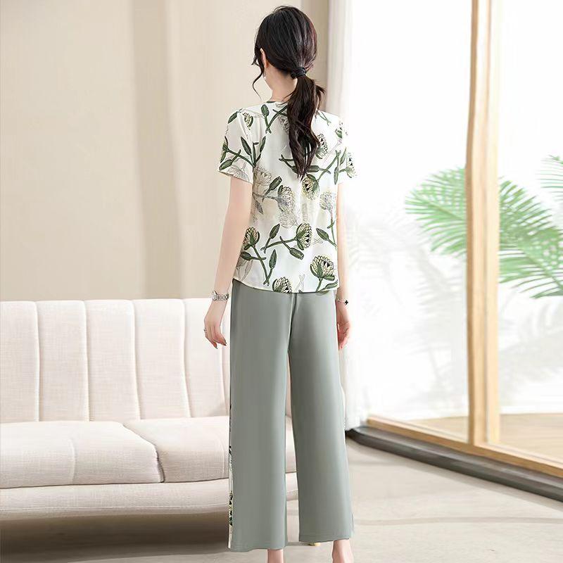 Elegante Sommerbluse für Damen Mode Kurzarm-Oberteil für Damen mittleren Alters und ältere Mütter