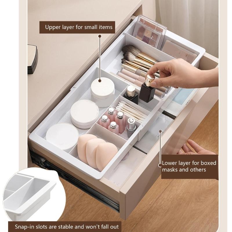 Space Saving Plastic Multi Compartment Organiser Drawer Box For Stationery Electronics Storage Smooth Sliding Drawers