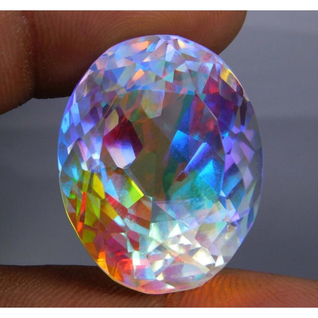 AAA Rainbow Mystic Topaz Natural Oval Cut 68 Ct+ Certified Loose Gemstone