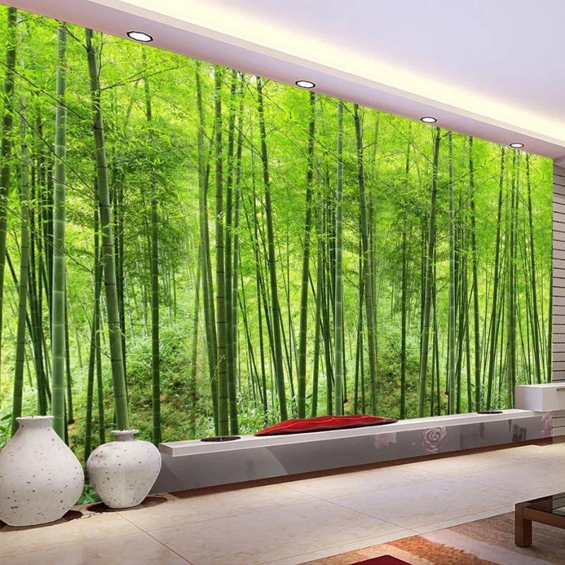 Nature Landscape 3d Wallpaper Green Bamboo Forest Photo Mural Living Room Tv Sofa Background Wall Murals Decor