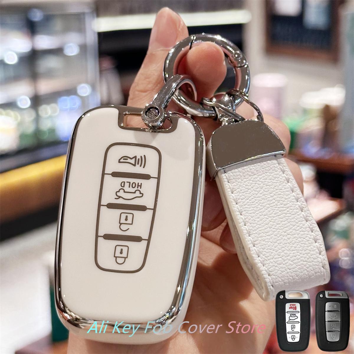 

Key Fob Cover for Hyundai 2007-2017 Azera Elantra GT Equus Genesis Santa Fe Tucson Veloster Veracruz Kia Keychain Lanyard
